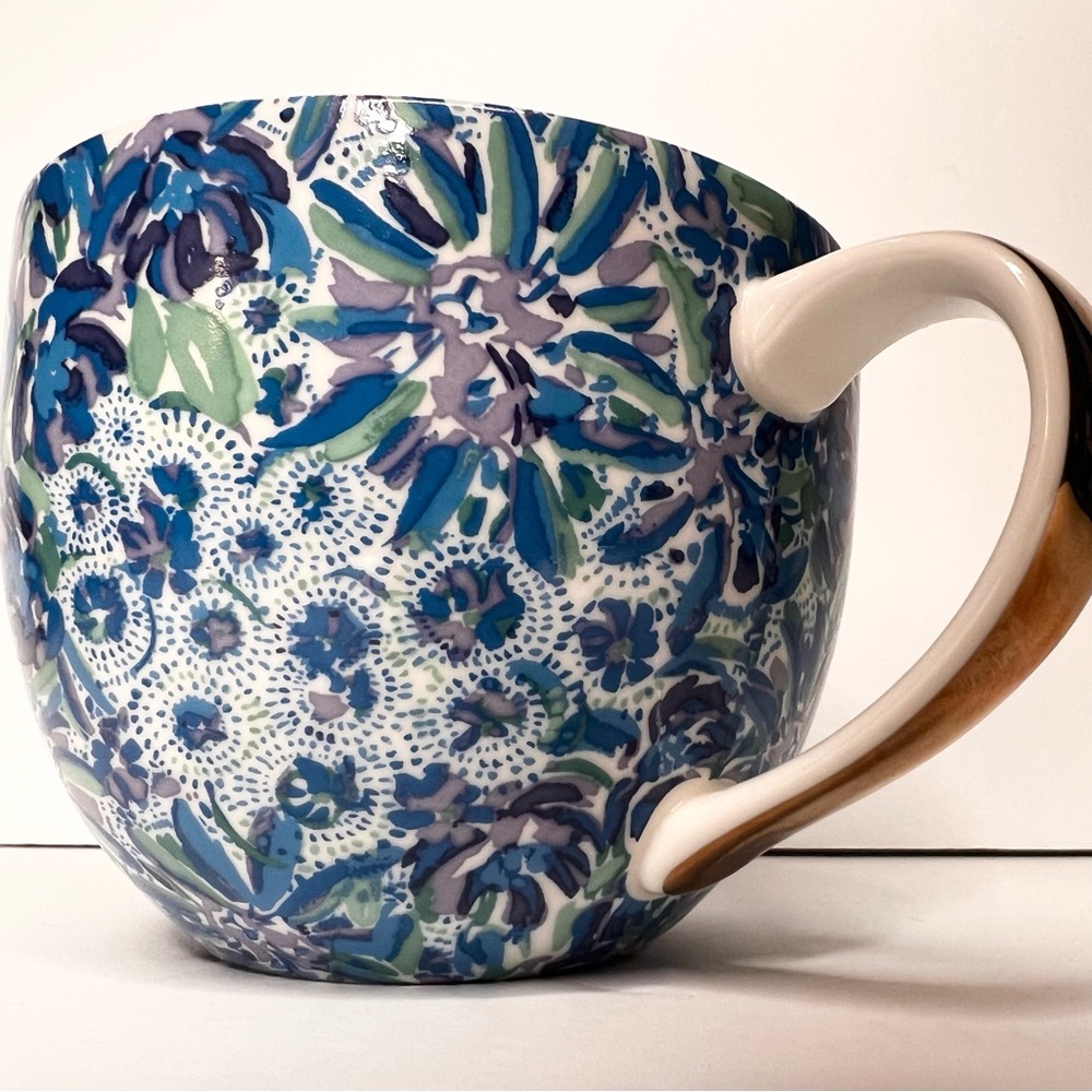 Lilly Pulitzer set of 3 Floral Blue and Green Ceramic Mug